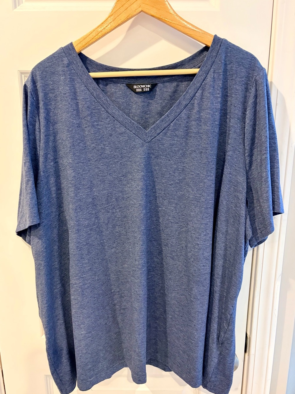 BloomChic Women’s Short Sleeve V-Neck Tee - Heather Blue